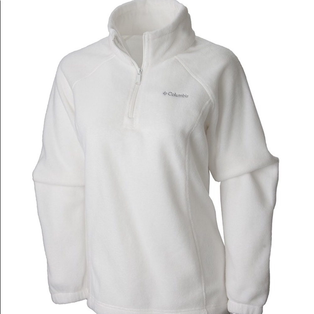 Columbia White Fleece 1/4 Zip Pullover
